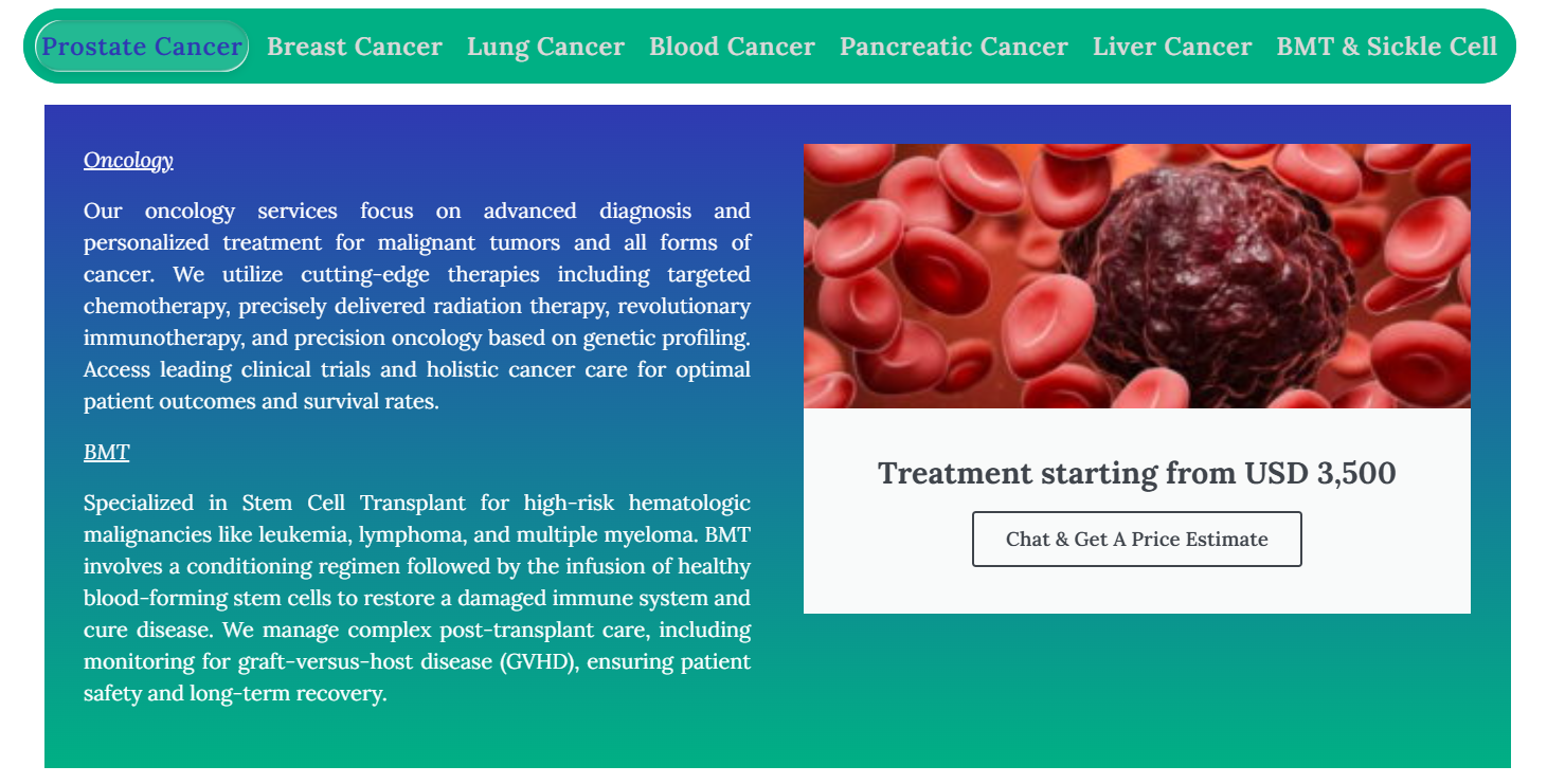 We can add the same or a similar tab list like this, since there are quite a few orthopaedic treatments that we offer.